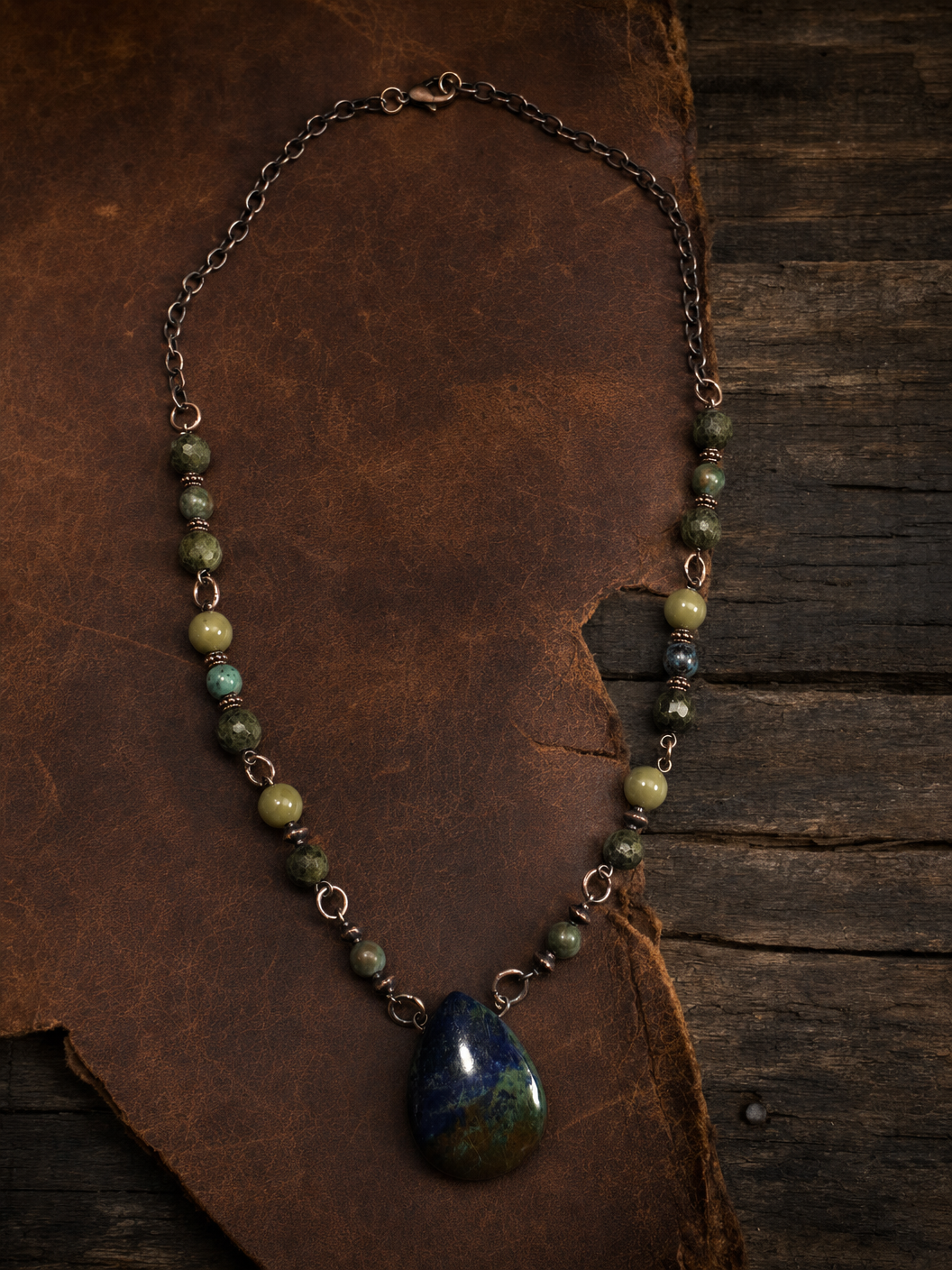 Enchanted Passage Necklace - Epidote, Chrysocolla & Green Mala Jasper