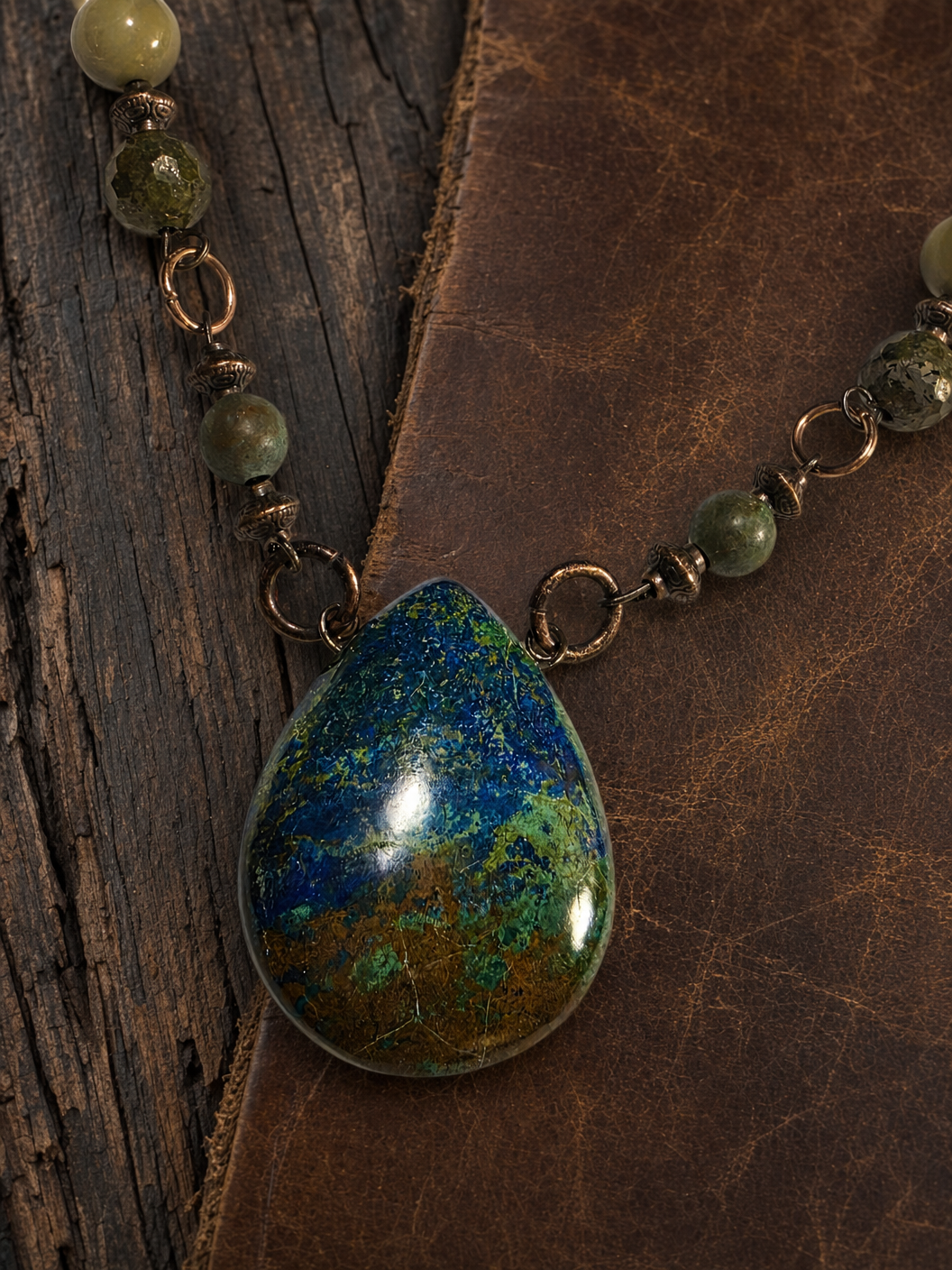 Enchanted Passage Necklace - Epidote, Chrysocolla & Green Mala Jasper