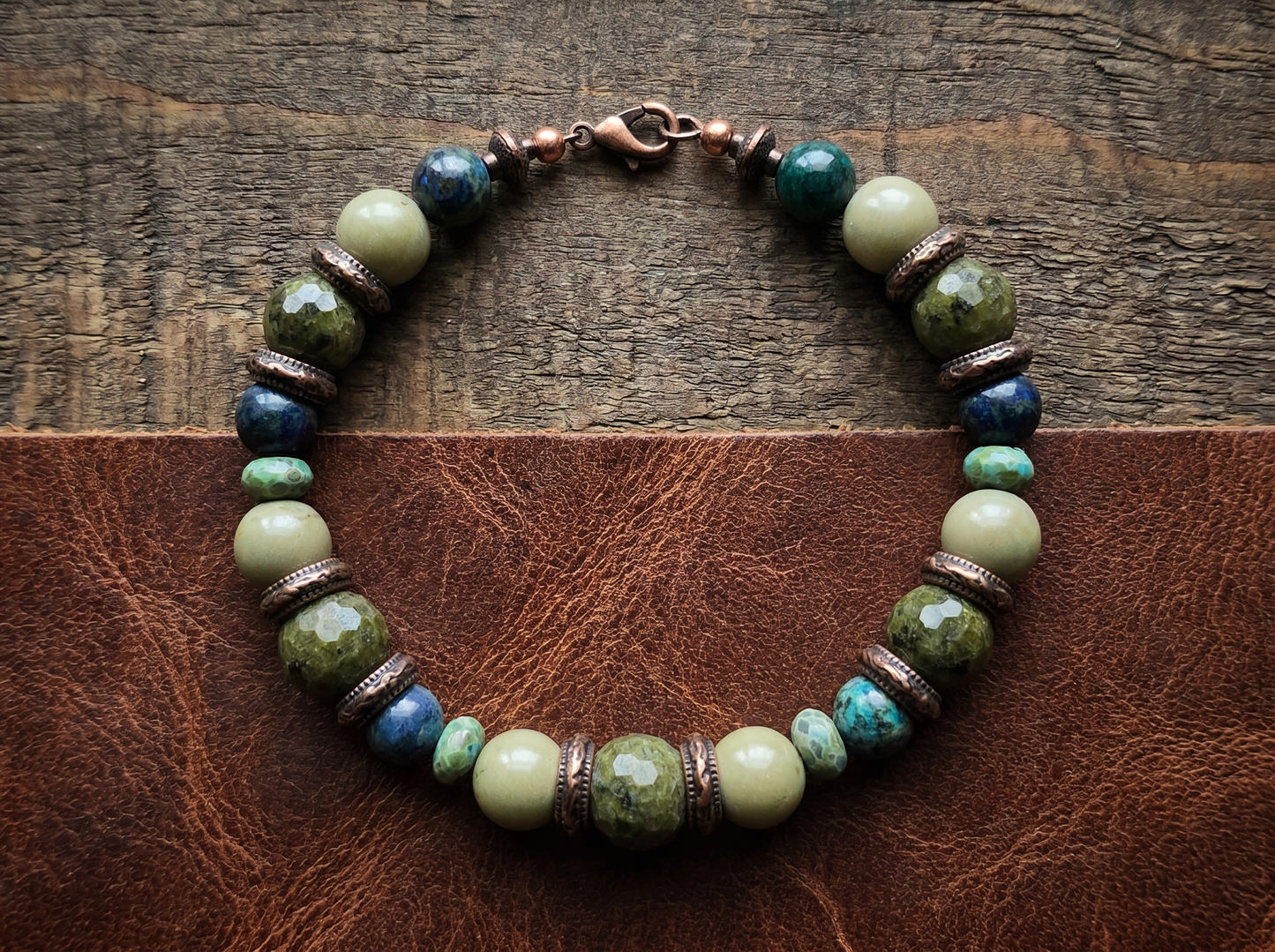 Desert Mist Bracelet - Epidote, Chrysocolla & Green Mala Jasper